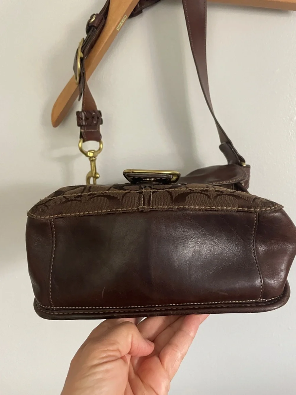 Vintage Coach Bleecker Legacy Flap brown signature canvas and leather Handbag‎